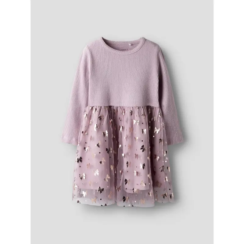 Name It Keepsake Lilac Nmfrosally Ls Dress 3