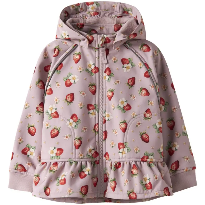 Name It Keepsake Lilac Strawberry Nmfalfa08 Softshell Jacket Peblum Fo 1