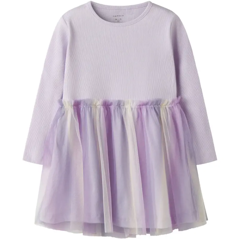 Name It Lavender Fog Nmfdotiana Ls Dress 1