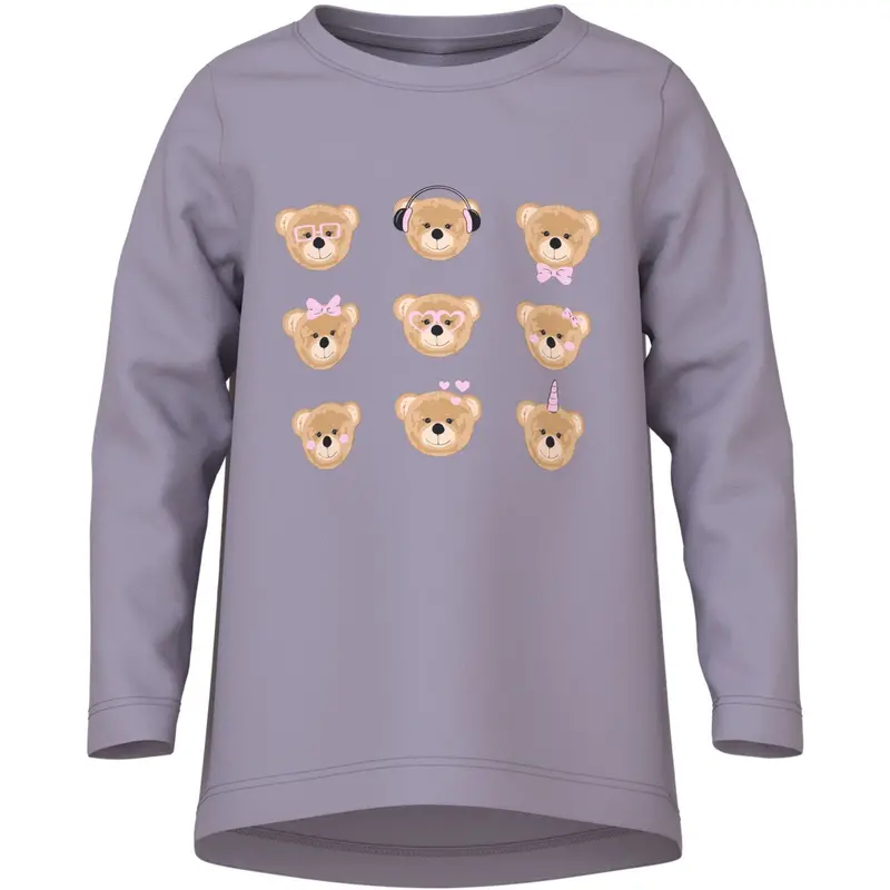 Name It Lavender Gray 3 Teddy Bears Nmfviolet Ls Loose Top 1