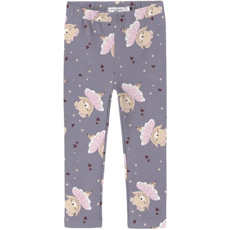 Name It Lavender Gray Ballerina Bear Nmfdavina Aop Swe Leggings Bru 1
