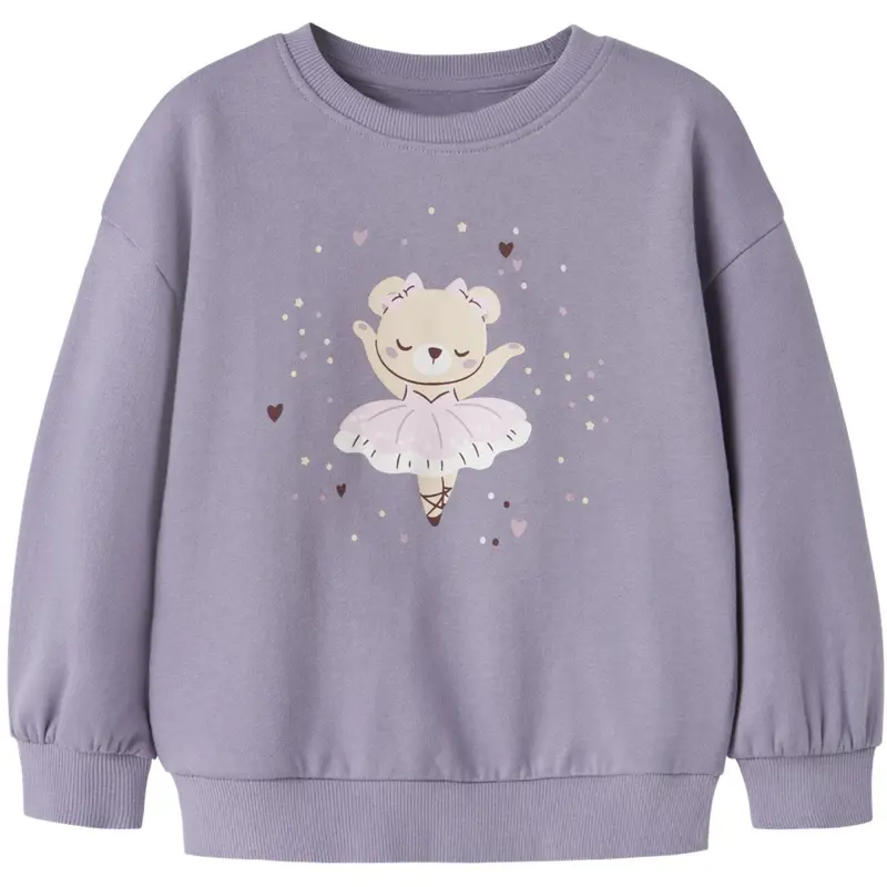 Name It Lavender Gray Ballerina Bear Nmfvalona Ls Long Rlx Sweat Bru 1