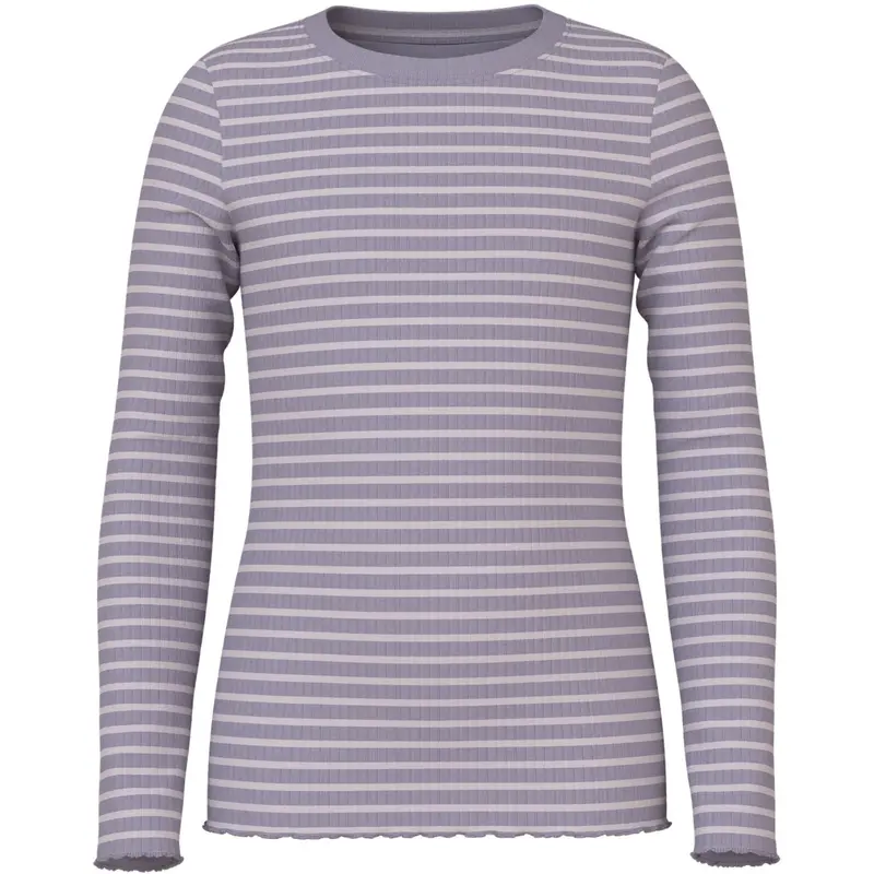 Name It Lavender Gray Lilac Marble Stripe Nkfvemma Ls Slim Top 1