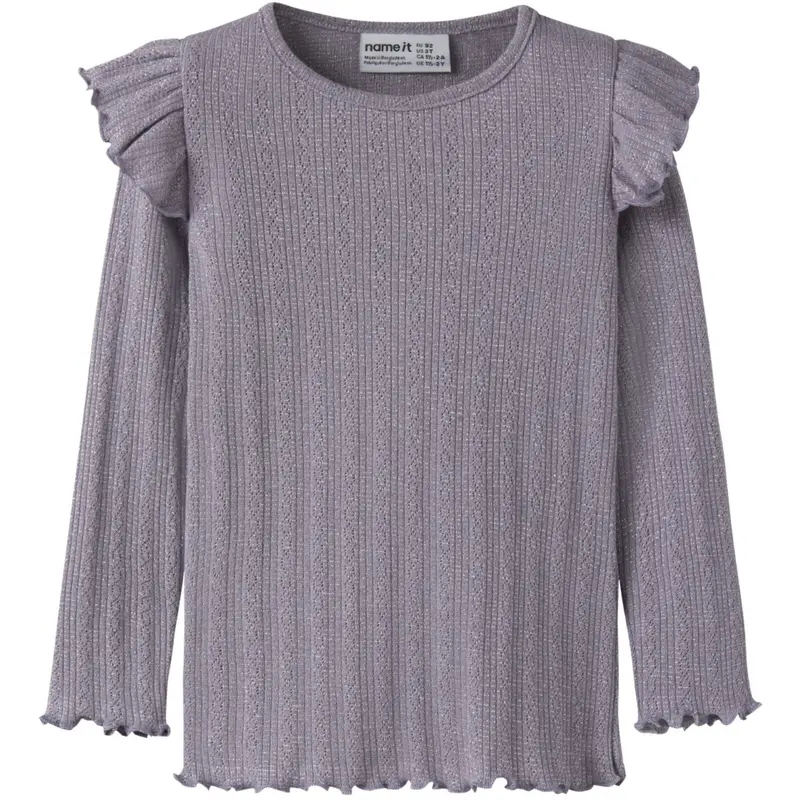 Name It Lavender Gray Melange Nmfblitta Ls Slim Top 1
