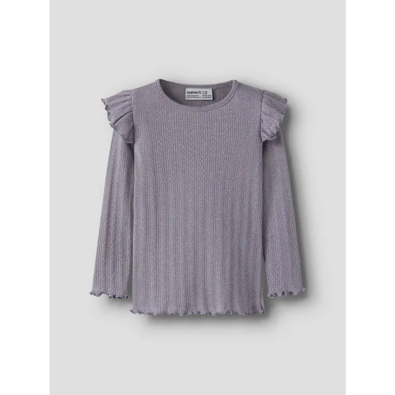Name It Lavender Gray Melange Nmfblitta Ls Slim Top 2