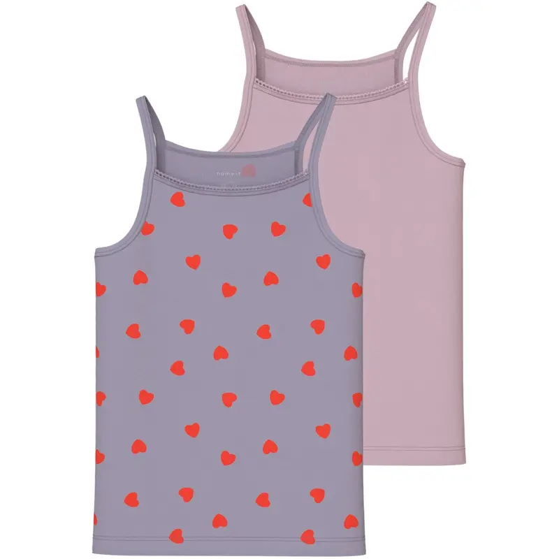 Name It Lavender Gray Nkfstrap Top 2P Lavender Hearts Noos 1