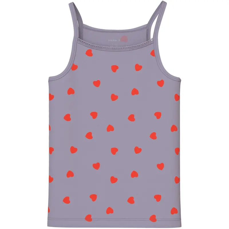 Name It Lavender Gray Nkfstrap Top 2P Lavender Hearts Noos 2