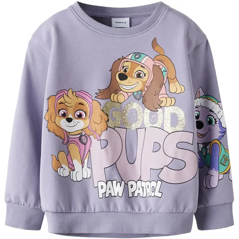 Name It Lavender Gray Nmfjara Paw Nreg Sweat Bru Noos Cplg 1