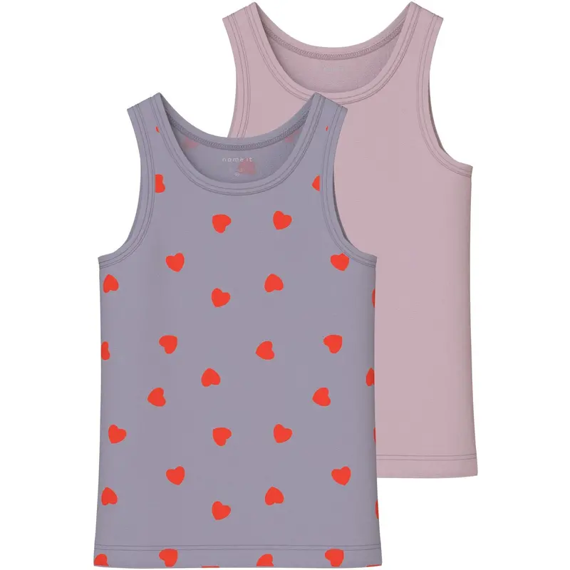 Name It Lavender Gray Nmftank Top 2P Lavender Hearts Noos 1