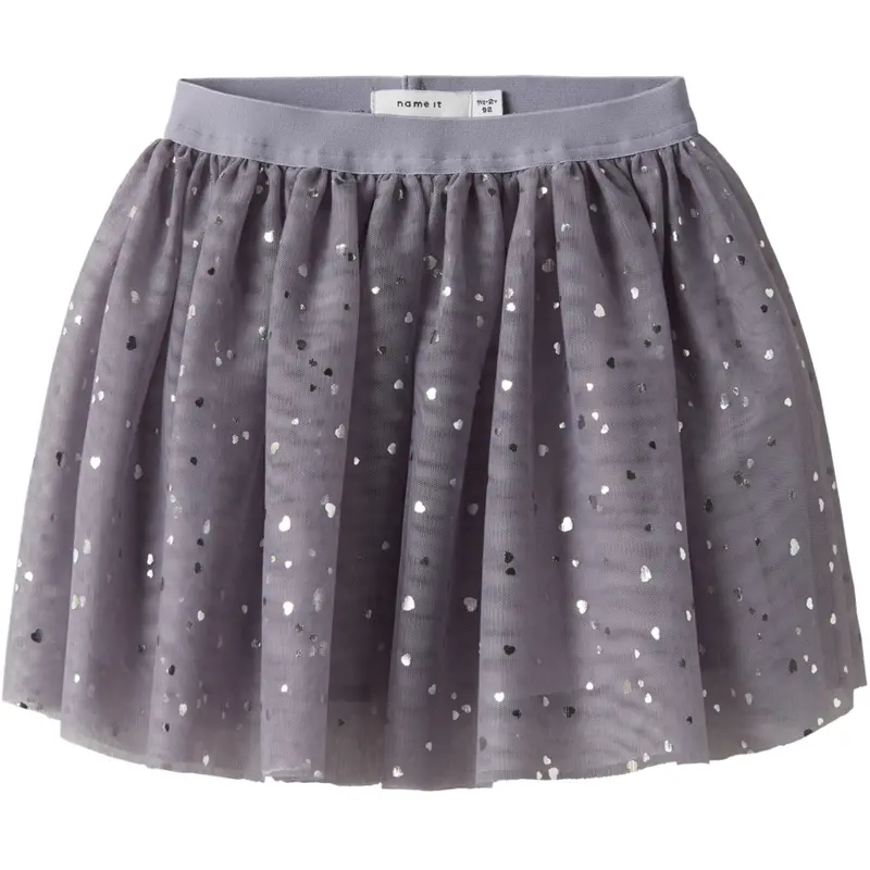 Name It Lavender Gray Silver Foil Nmfterana Tulle Skirt 1