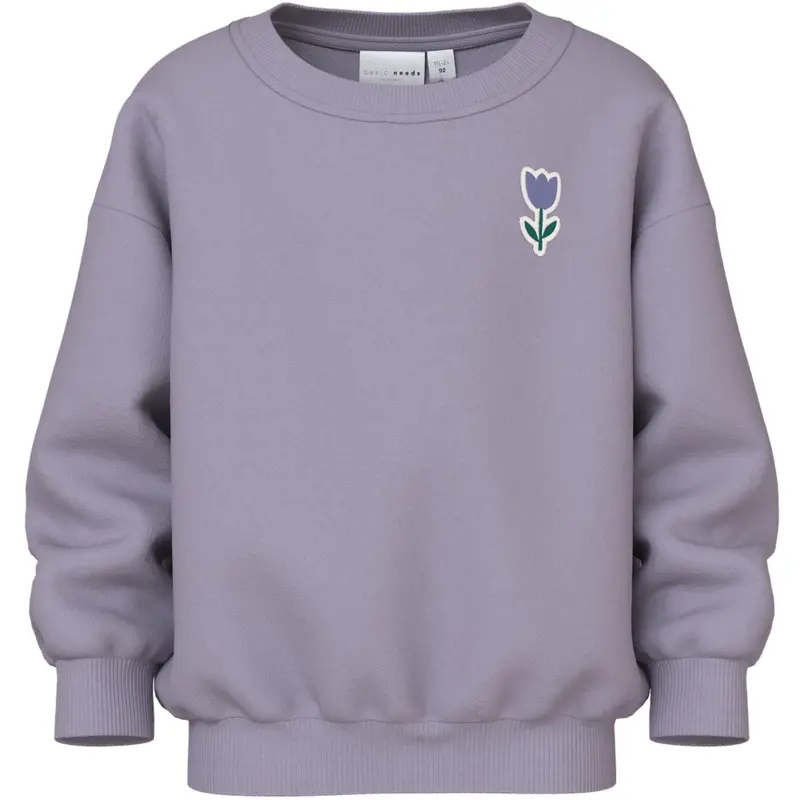 Name It Lavender Gray Tulip Nmfvallene Ls Rlx Sweat Bru 1