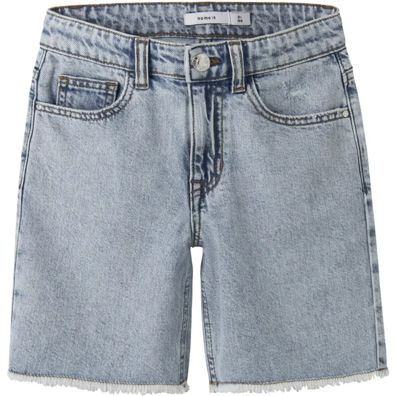 Name It Light Blue Bleached Denim Nkfbella Hw Wide Dnm Shorts 1488-Be Noos 1