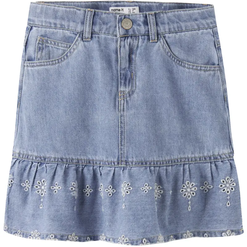 Name It Light Blue Denim Anglaise Nkfhallie Dnm Anglaise Skirt 1026-Ov H 1