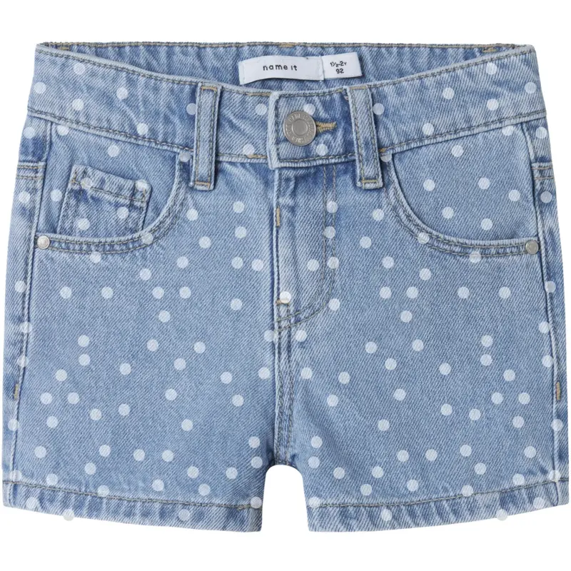Name It Light Blue Denim Dots Rose Regular Denim Shorts 1