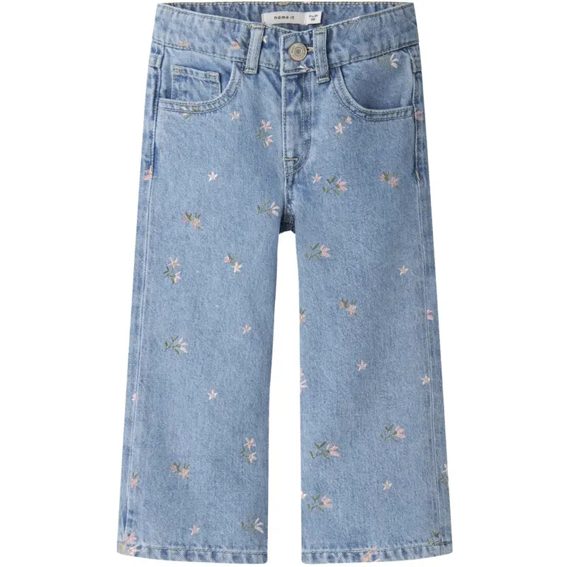 Name It Light Blue Denim Flower Emb Nmfrose Wide Jeans 3614-Za 1