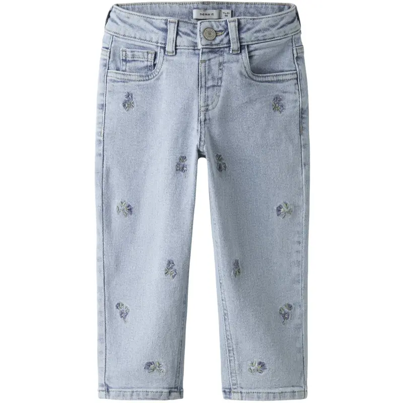 Name It Light Blue Denim Flower Embroidery Nmfbella Mom Emb Jeans 1224-Sm Noos 1