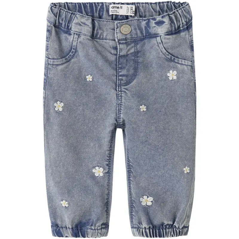 Name It Light Blue Denim Flowers Nbfrose Shaped R Emb Jeans 5321-Yb H 1