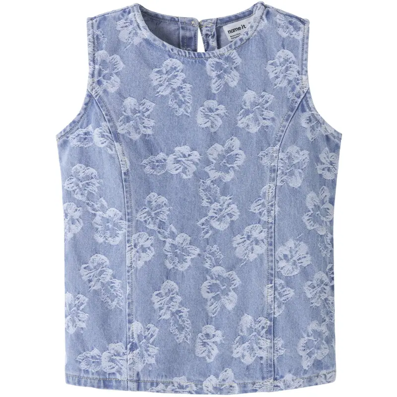 Name It Light Blue Denim Flowers Nkflucy Sl Dnm Jacq Top 2440-Ja H 1