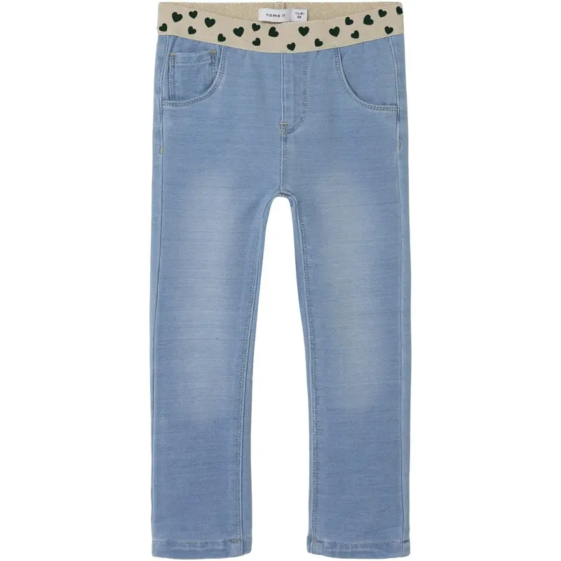 Name It Light Blue Denim Lurex Hearts Nmfsalli Slim Swe Jeans 1190-Bo Noos 1