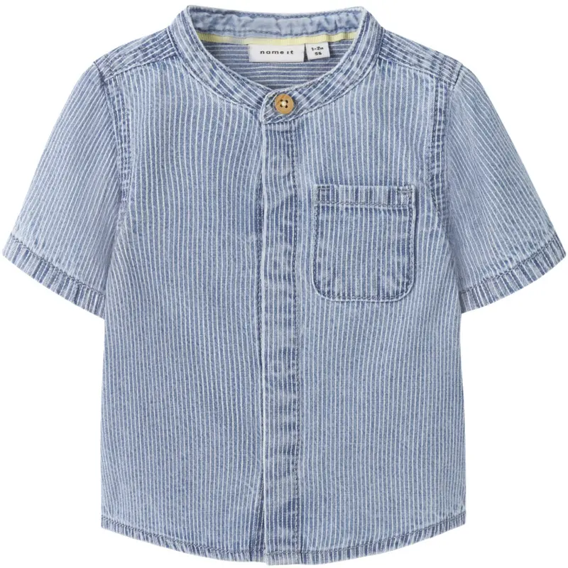 Name It Light Blue Denim Nbmleo Stripe Dnm Ss Shirt 1910-Ip H 1