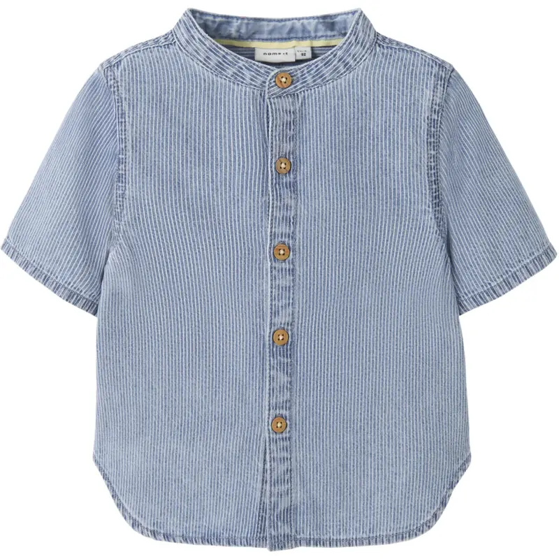 Name It Light Blue Denim Nmmhans Stripe Dnm Ss Shirt 1910-Ip H 1