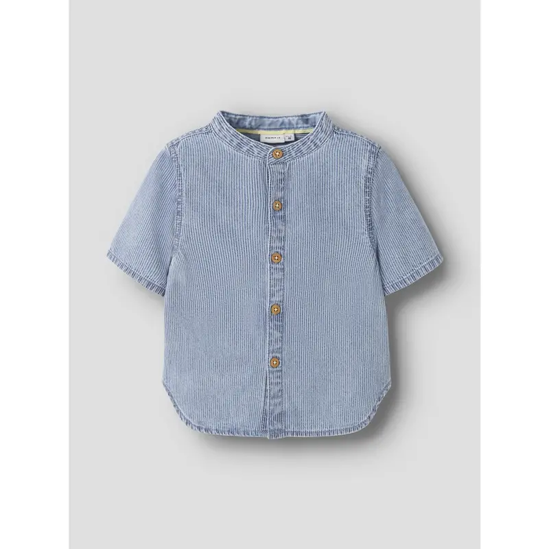 Name It Light Blue Denim Nmmhans Stripe Dnm Ss Shirt 1910-Ip H 5