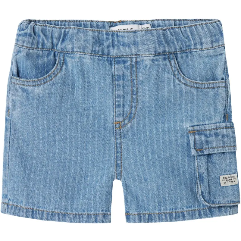 Name It Light Blue Denim Stripes Ryan Jogger Denim Shorts 1