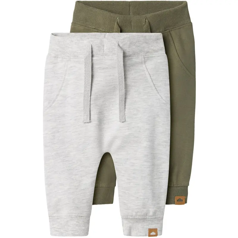 Name It Light Grey Melange Deep Lichten Green Nbntakki 2P Sweat Pants Noos 1
