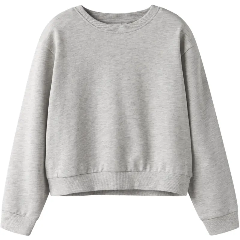 Name It Light Grey Melange Nkfmille Short Nreg Ls Swe O-Neck Noos 1