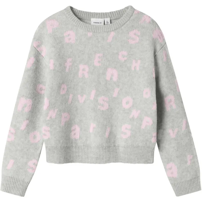 Name It Light Grey Melange Nmfoline Ls Knit Bf 1
