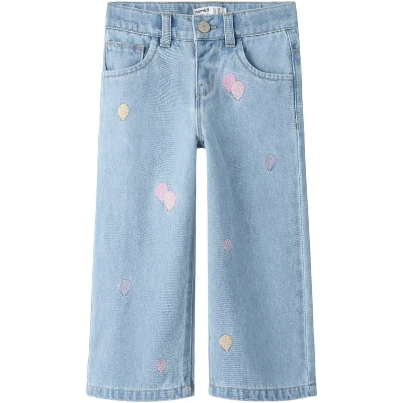 Name It Medium Blue Denim Balloons Nmfrose Wide Emb Jeans 4999-Za 1