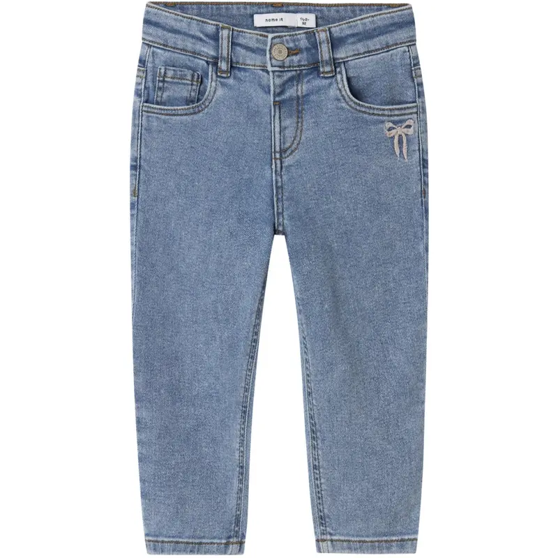 Name It Medium Blue Denim Bow Embroidery Nmfbella Mom Emb Jeans 1224-Sm Noos 1