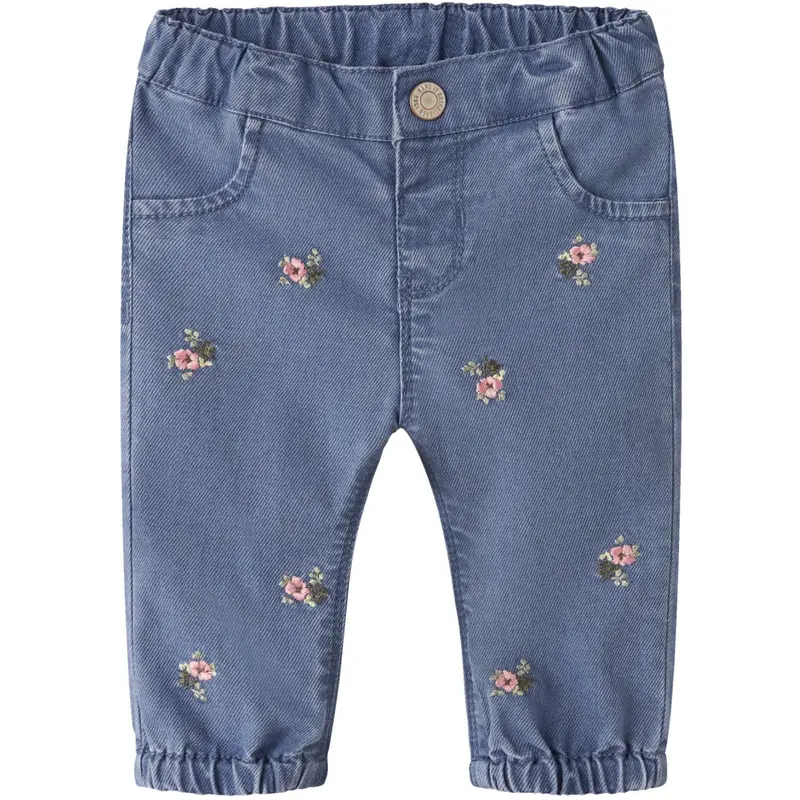 Name It Medium Blue Denim Flower Emb Nbfrose Shaped R Emb Jeans 5321-Yb H 1