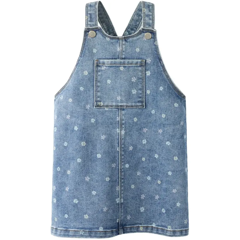 Name It Medium Blue Denim Flower Nmfrosa Short Dnm Bibskirt 3555-On Noos 1