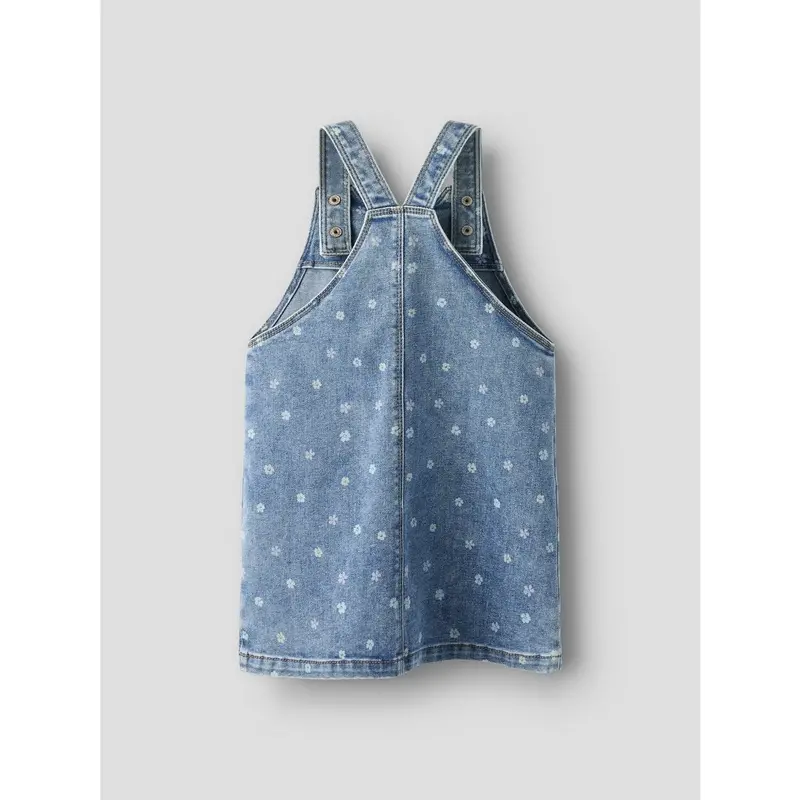 Name It Medium Blue Denim Flower Nmfrosa Short Dnm Bibskirt 3555-On Noos 2