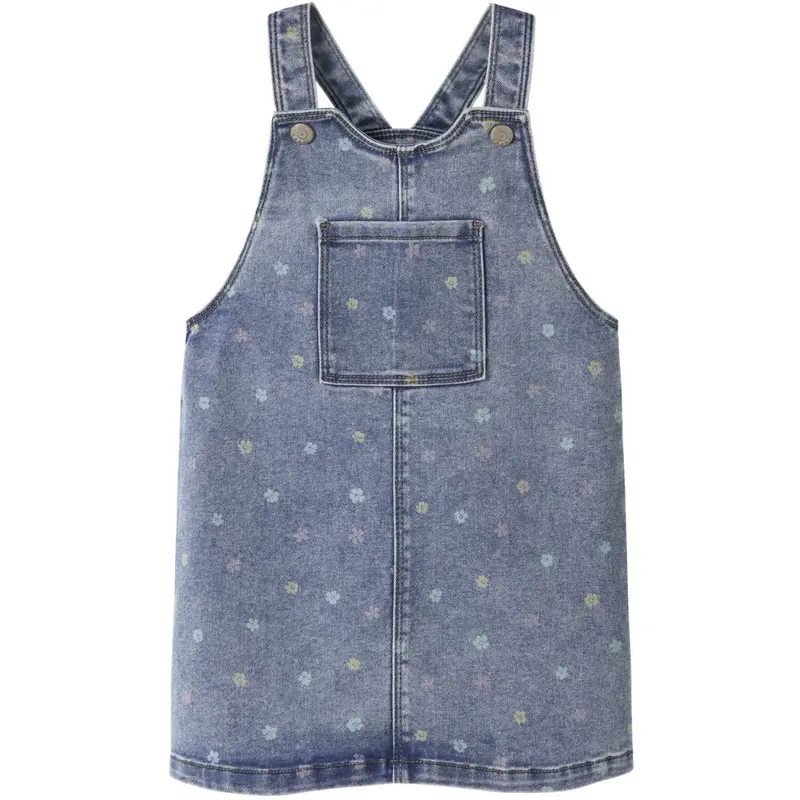 Name It Medium Blue Denim Flower Nmfrosa Short Dnm Bibskirt 3555-On Noos 4