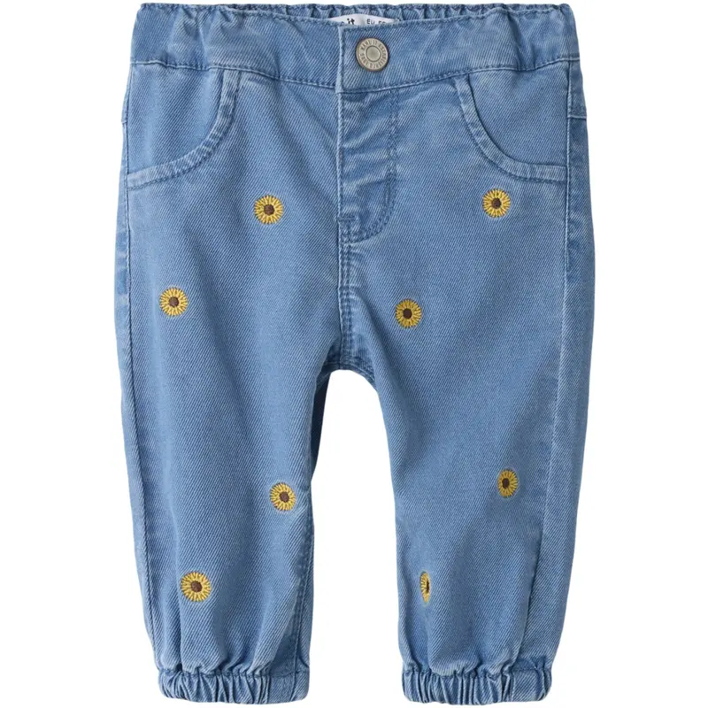 Name It Medium Blue Denim Sunflower Emb Nbfrose Shaped R Emb Jeans 2232-Yb 1