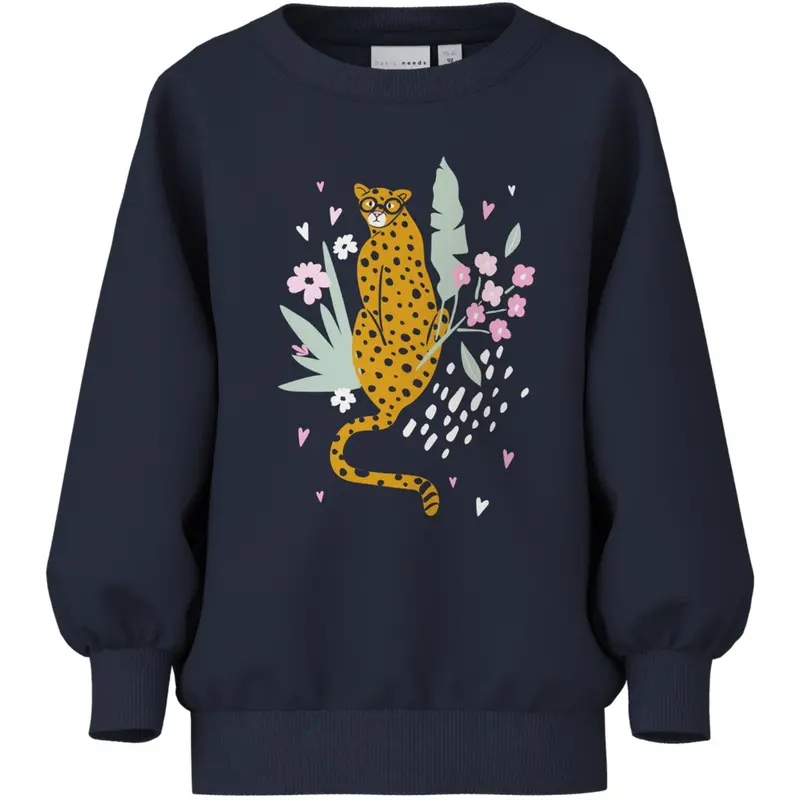 Name It Navy Blazer Cheetah Nmfvalona Ls Long Rlx Sweat Unb 1