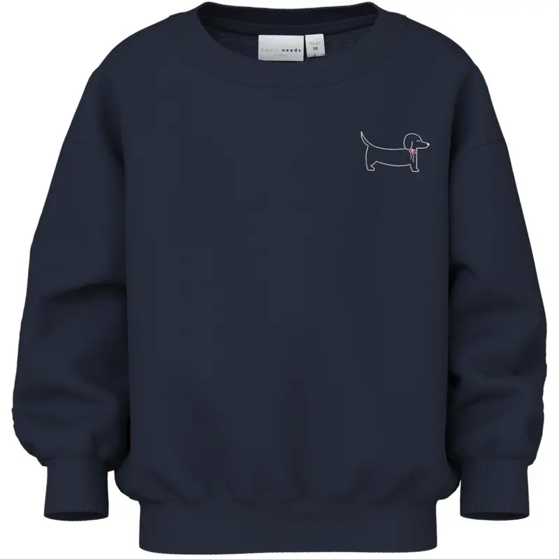 Name It Navy Blazer Dog Bow Nmfvallene Ls Rlx Sweat Unb 1