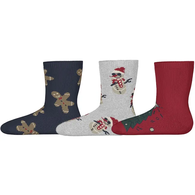 Name It Navy Blazer Grey Melange + Jester Red Nmnrichristmas 3P Socks 1
