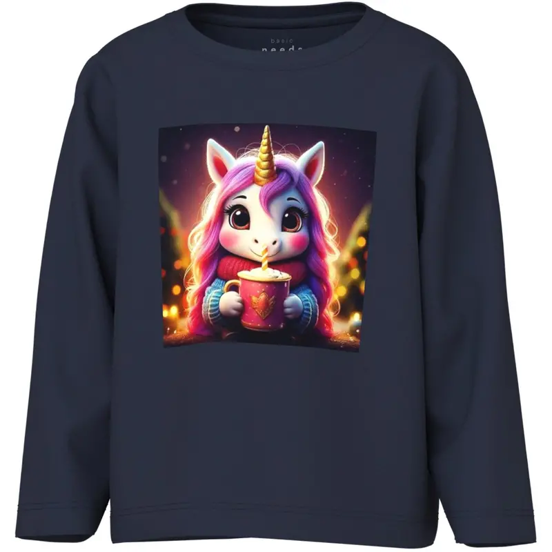 Name It Navy Blazer Hot Cocoa Unicorn Nmfvotea Ls Nreg Top 1