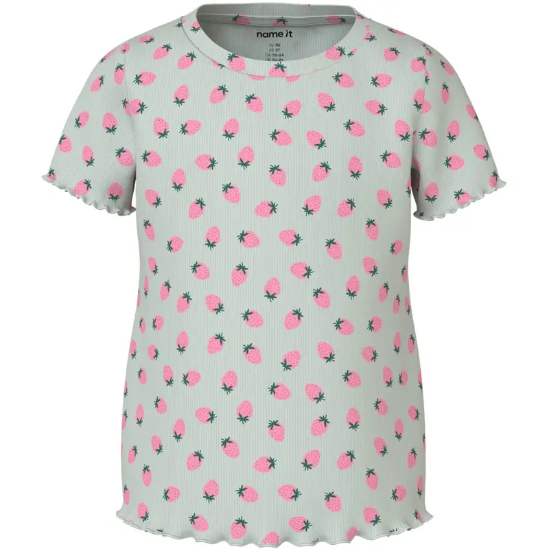 Name It Pale Aqua Strawberries Nmfvemma Aop Ss Slim Top 1