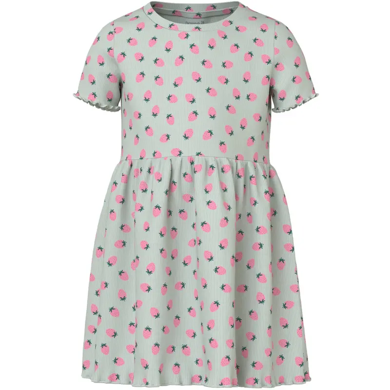 Name It Pale Aqua Strawberries Nmfvemma Ss Aop Dress 1