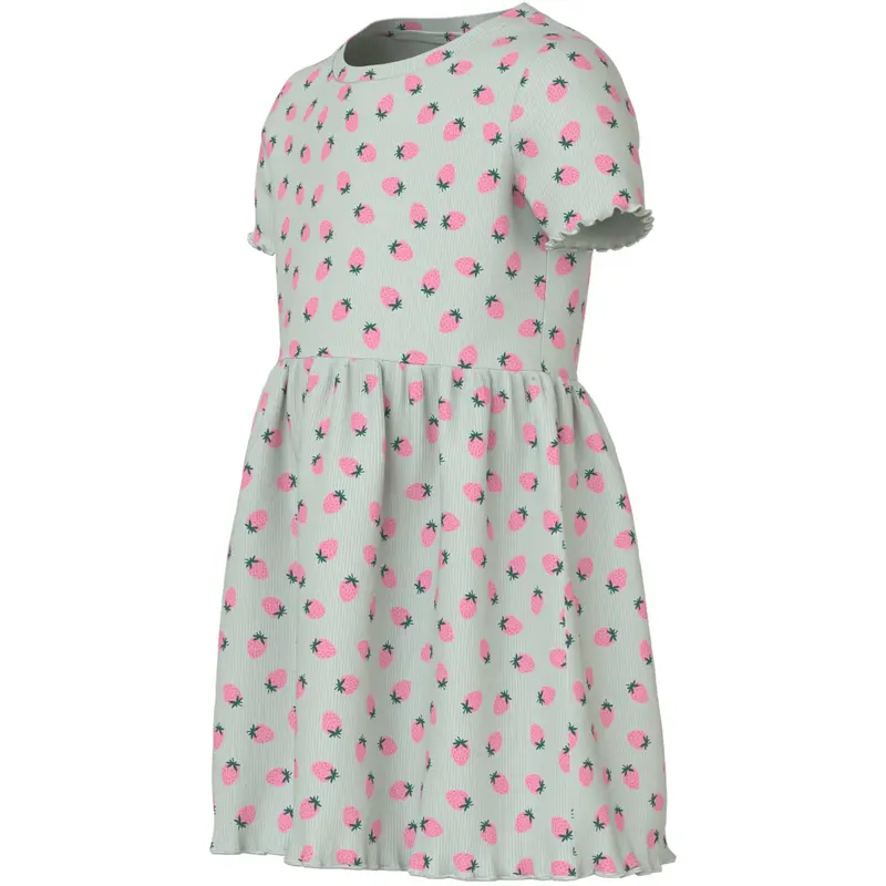 Name It Pale Aqua Strawberries Nmfvemma Ss Aop Dress 3