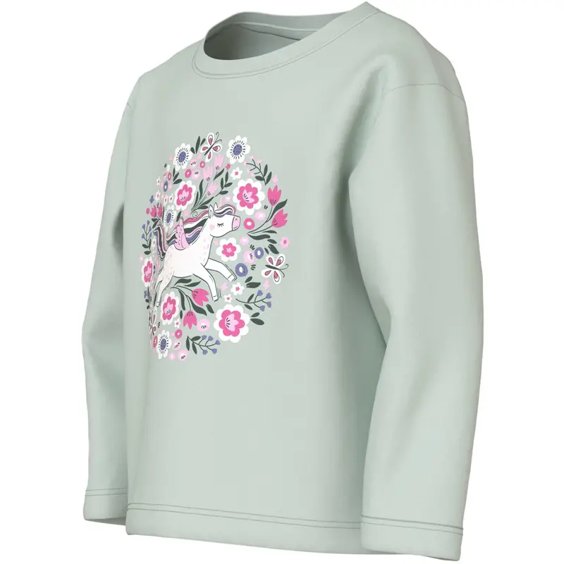 Name It Pale Aqua Unicorn Flowers Nmfveen Ls Nreg Top 2