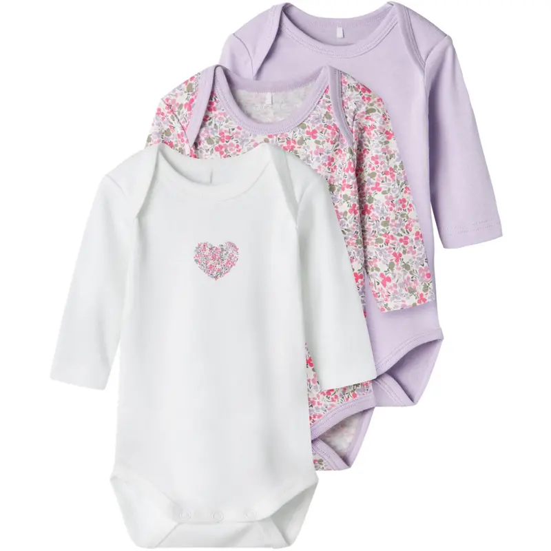 Name It Pastel Lilac Nbfbody 3P Ls Lilac Petit Flower Noos 1