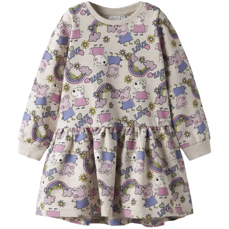 Name It Peyote Melange Nmfdarma Peppa Ls Swe Dress Bru Cplg 1