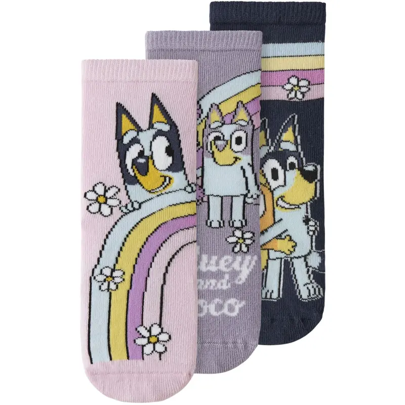Name It Pirouette Nmfjensia Bluey 3P Socks Sky 1