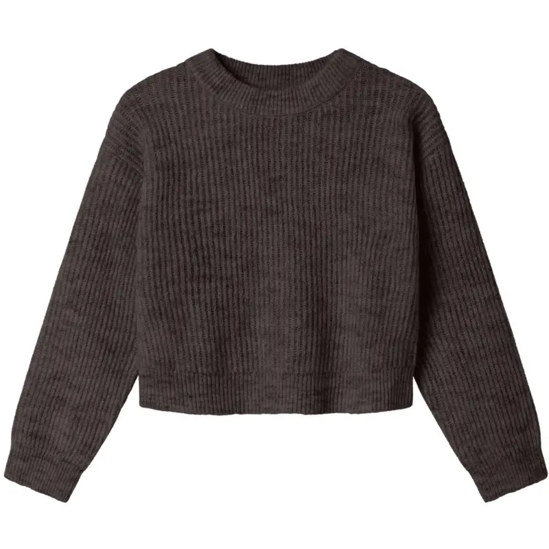 Name It Seal Brown Nkfholly Ls Boxy Short Knit Noos 1