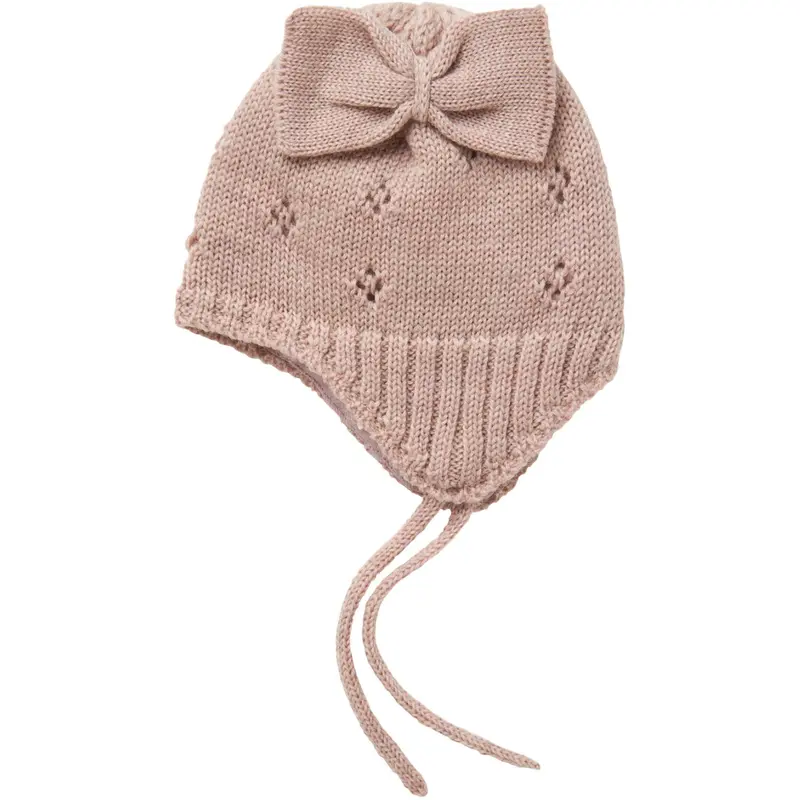 Name It Shadow Gray Bow Nbfwrilla Bow Wool Knit Hat 1